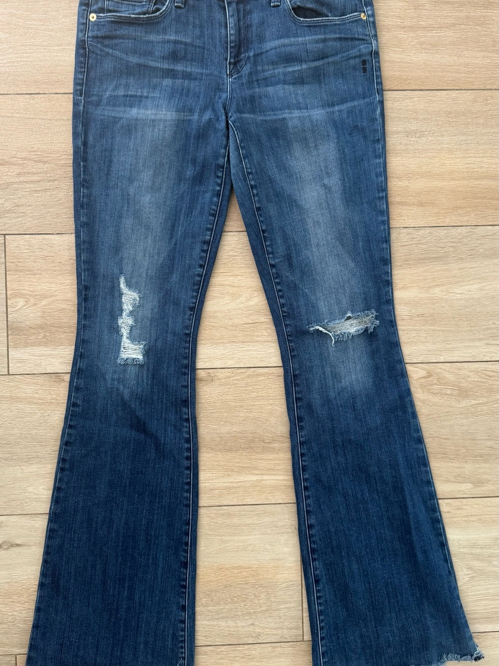 Genetic Denim Dark Blue Distressed Wide Leg Jeans
